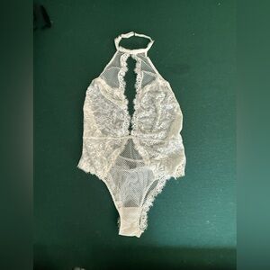 Victoria’s Secret Lace Halter Bodysuit - White